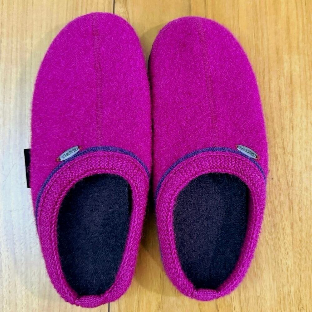 Giesswein Wool Slipper Size EU 41 US 10 Pink Purple Slip On Flexible Woolpops